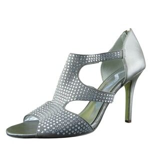 Nina Taupe‎ Rhinestone Jeweled Gladiator Sandal Heels Size 8 Synthetic Fashion